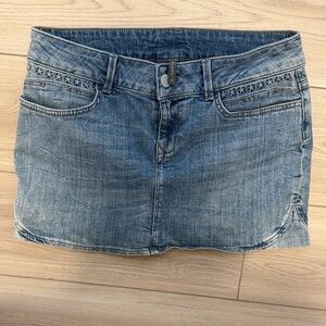 NAF NAF Blue Denim Mini Skirt with Star Details